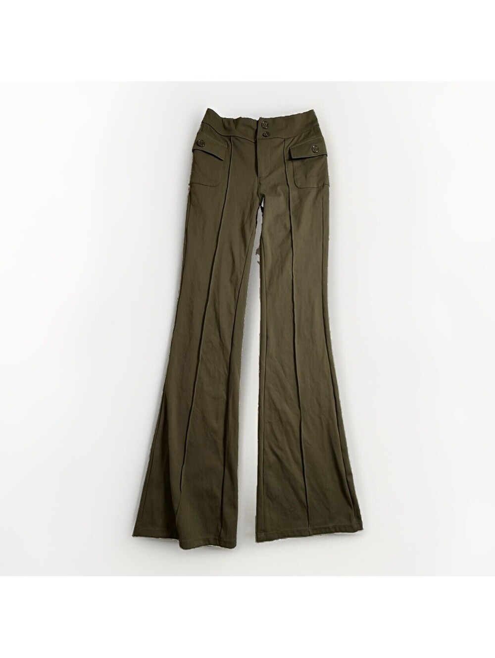 Halara Flare Pants Small Women Medium Olive Green Pocket High Rise Yoga Leggings - Picture 2 of 7